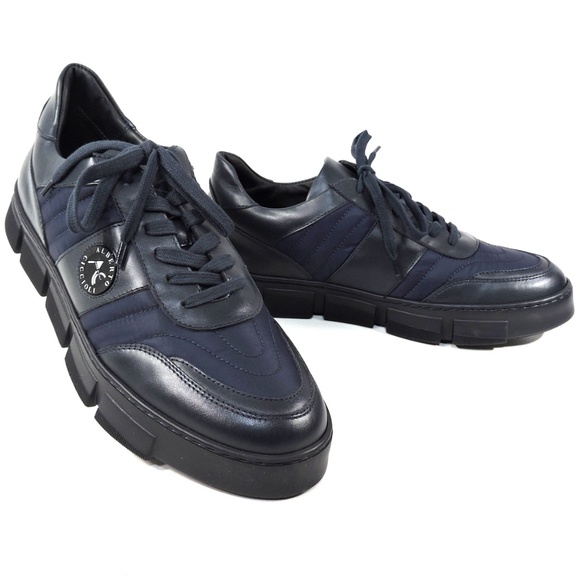 Alberto Ciccioli Other - ALBERTO CICCIOLI 🇮🇹 MEN'S  BLUE FABRIC  & BLACK SOFT LEATHER COMFORT SNEAKERS